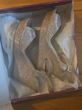 Sparkling Wedge Sandals with Ankle Strap